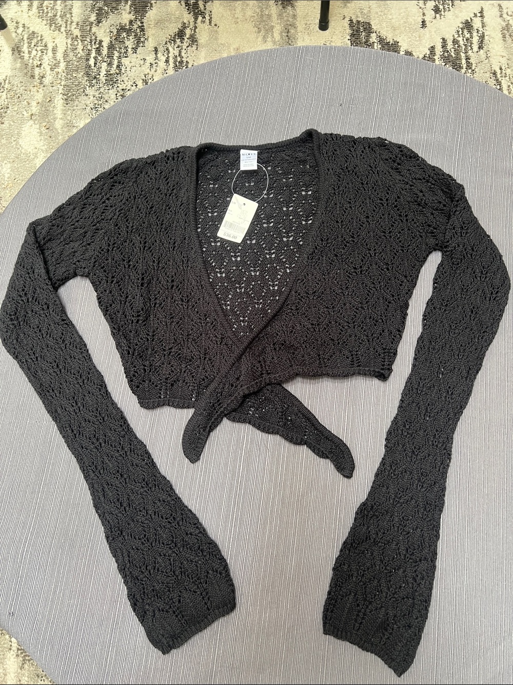 **NWT** Junior Girl’s Mixit Black Knit Tie-Front Cardigan/Shrug-Sz S/M